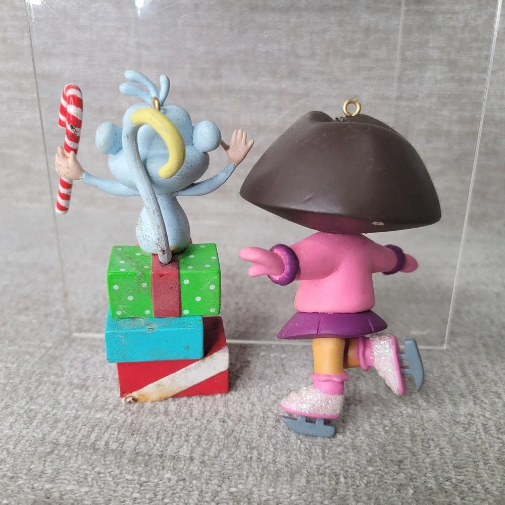 Vintage 2005 Dora the Explorer Boots Monkey Christmas Ornament Set Nickelodeon